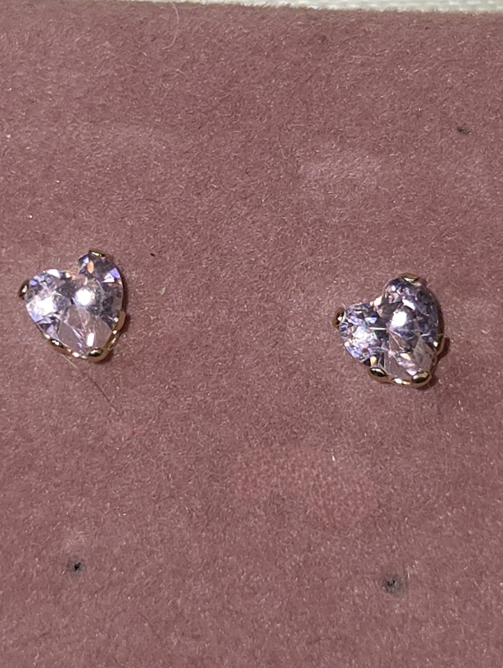 10kt Yellow Gold Heart-Shaped Pink CZ Stud Earrings - Classic Women's Jewelry